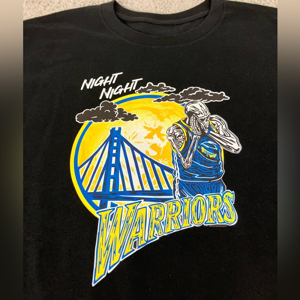 Night Night Steph Curry Skeleton Warriors Sleep Golden State Bridge Black Tee